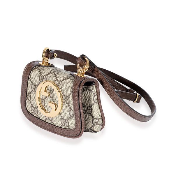 Gucci Brown Leather & GG Supreme Blondie Card Case Wallet - Picture 2 of 7